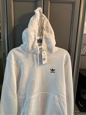 adidas White Essential Trefoil Hoodie